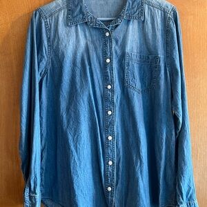Maurices Indigo Two-Toned Denim Button Down